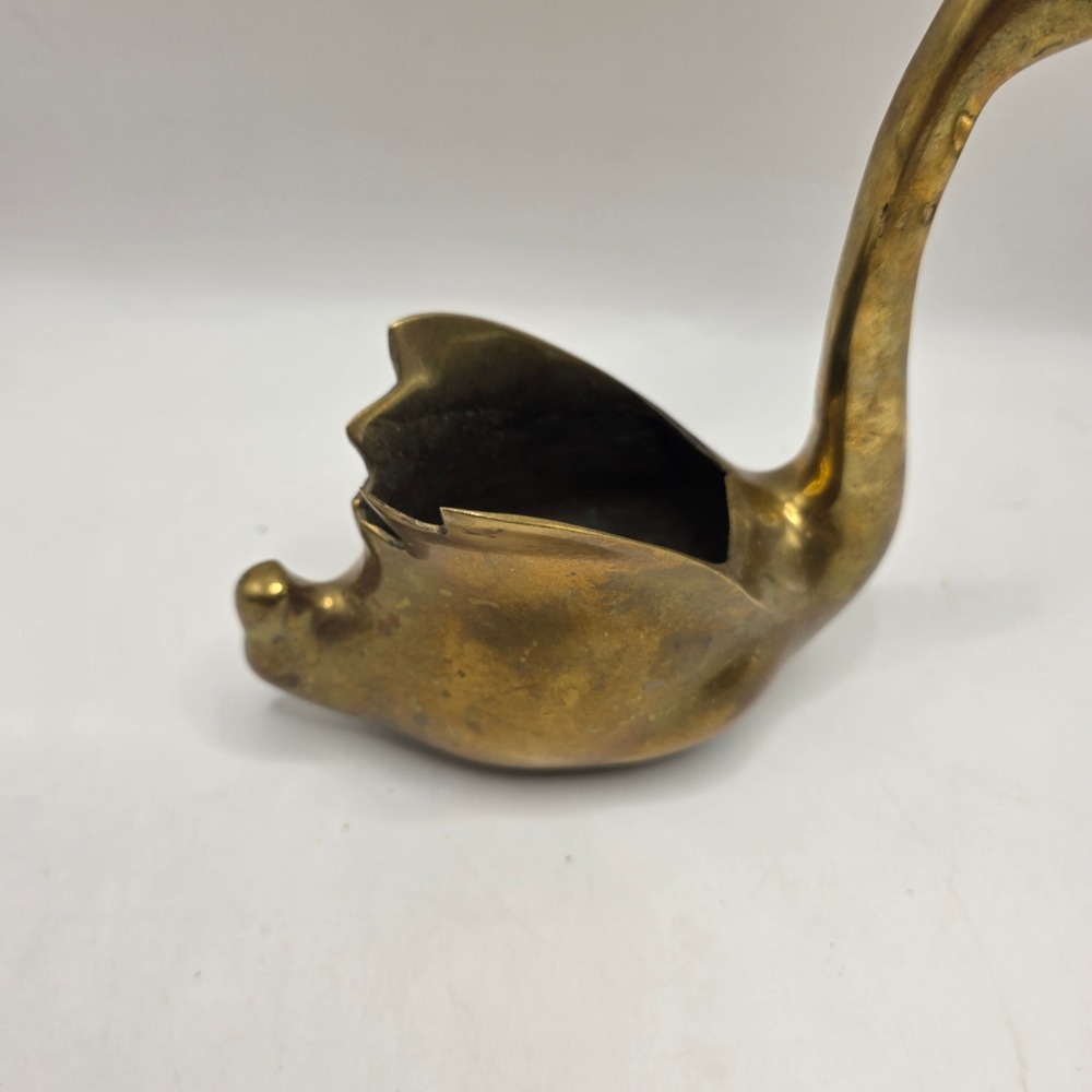 Vintage Brass Swan Planter Catchall Dish Gold Bird Figurine Mid Century Decor - Picture 5 of 10